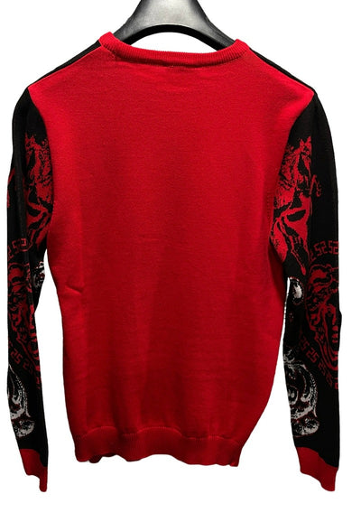 Men's Red and Black Crewneck Sweaters Light weight Fashion Design - Design Menswear