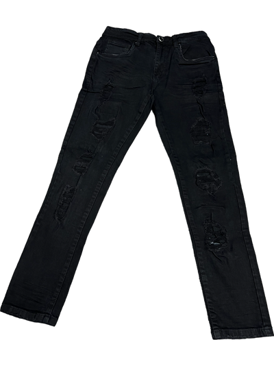 Arketype Black Jeans Men's Slim Fit Ripped Stretch Denim - Design Menswear