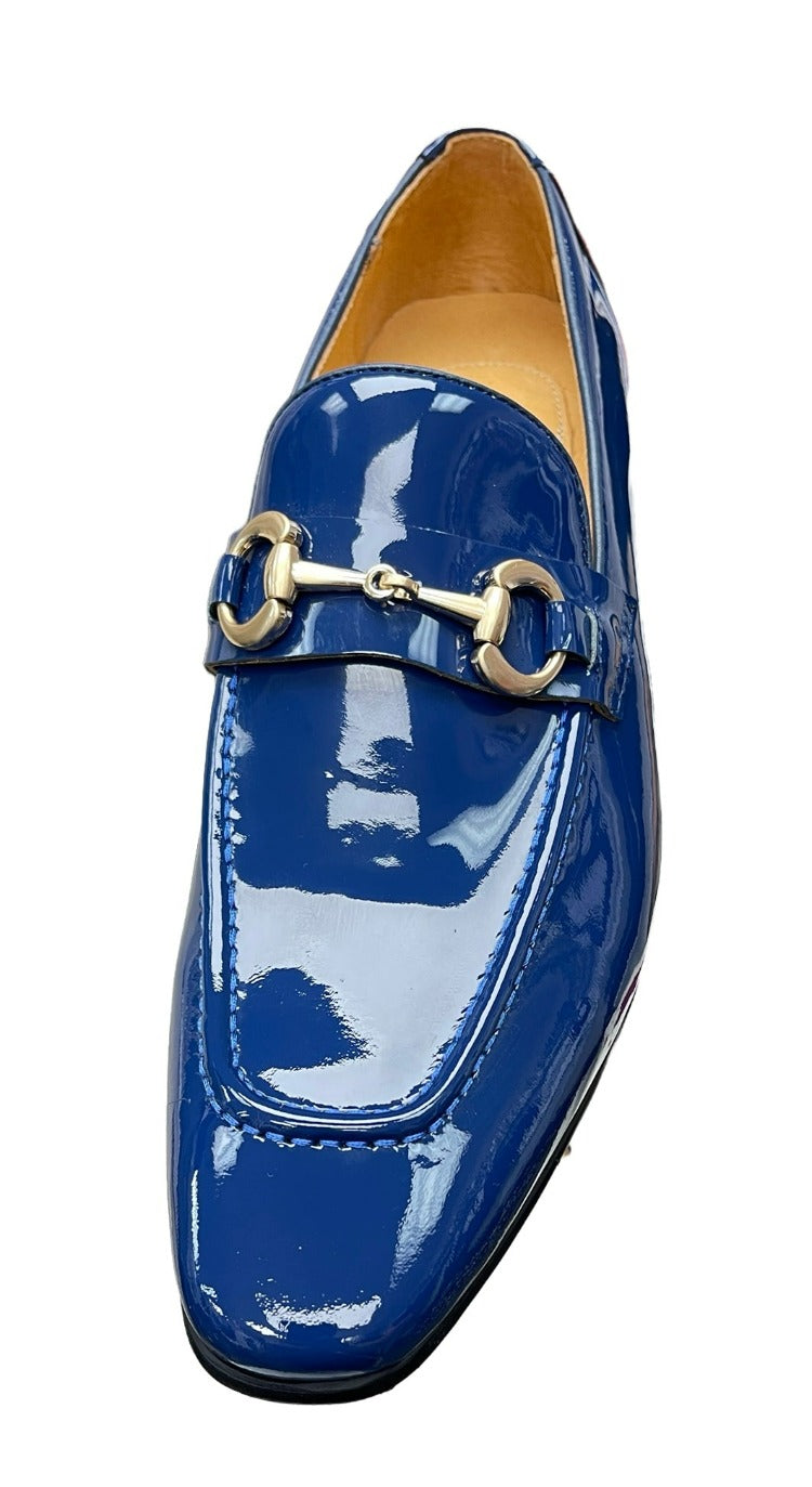 Carrucci Blue Shiny Patent Leather Men&