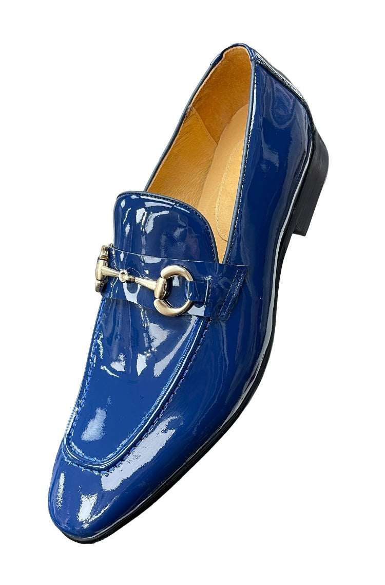 Carrucci Blue Shiny Patent Leather Men&