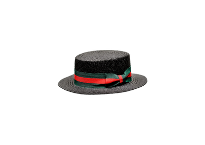 Bruno Capelo Men's black straw dress casual hat Red and Green band - Design Menswear