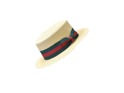 Bruno Capelo Men's tan straw hat red and green band - Design Menswear