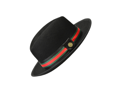 Bruno Capelo black men's wool hats red and green band - Design Menswear