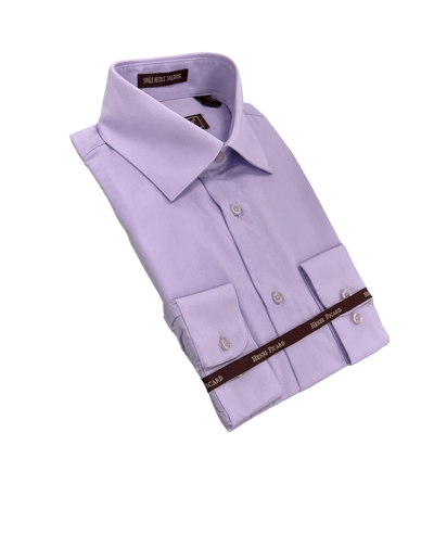 Men's lavender long sleeves dress shirt spread collar convertible cuff regular fit - Design Menswear