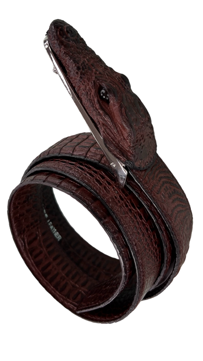 men's brown alligator belt genuine leather alligator head - Design Menswear