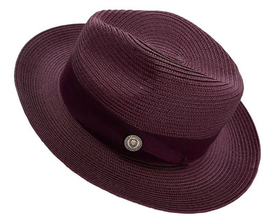 Bruno Capelo Men's Burgundy Straw Hat - Design Menswear