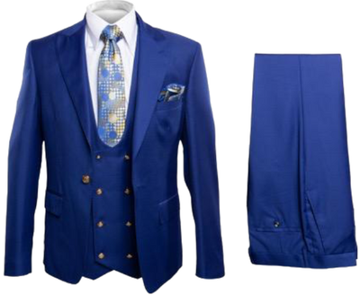 Rossi Man Men's Royal Blue Slim-fit Suit Double Breasted suit - Design Menswear