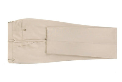 Tan Men's Solid Slim Fit Dress Pants Flat Front - Design Menswear
