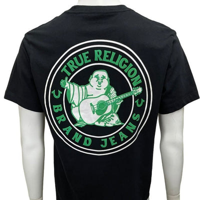True Religion Black and Green Men's Graphic Tees 100% Cotton T-shirt - Design Menswear