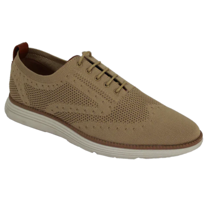 Tan khaki Men’s Sneakers Casual Lace-Up Shoes Soft Material Rubber Sole