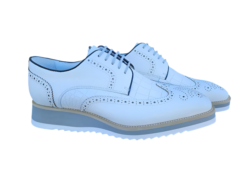 Carrucci White Lace-Up shoes wingtip oxford Genuine Leather Loafers