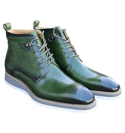 Carrucci Olive Green Burnished Calfskin Lace-Up Men's Boot Genuine Leather KB515-16