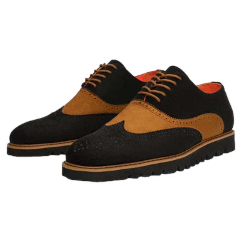 Black and cognac suede towtone wingtip men&