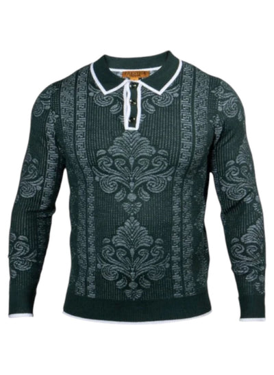 Prestige Green Men's Polo Sweater Luxury Fashion Design