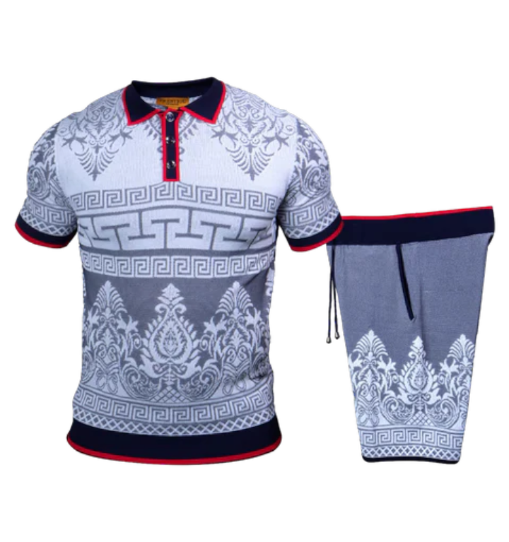 Prestige Blue Polo Shirt & Short Set Fashion Design Style No: CKJ-259