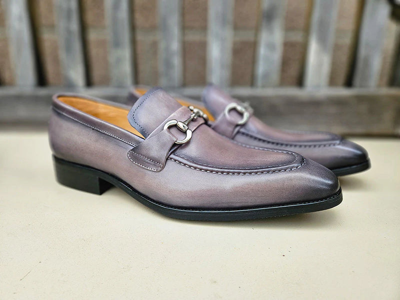 Carrucci Gray Leather Men&