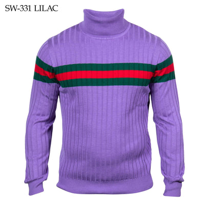 Prestige Designer Men's Turtleneck Sweater Lilac -Red-Green