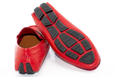 Royal Red men's loafer With metal buckle printed leather fashion design