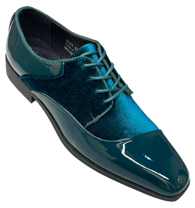 Hunter Green Men's Lace-Up Patent and velvet Dress Shoes