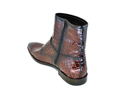 Corrente Brown Men's print zipper boot with side buckle Style -C2033-4604 Croc