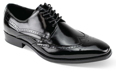 Giovanni Black wingtips lace-up men's dress shoes Italian style genuine leather