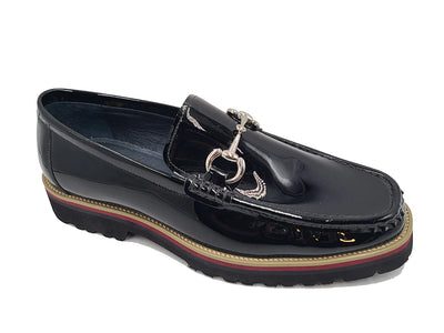 Carrucci Black Loafer Patent Leather Men's Slip-on Casual Shoes