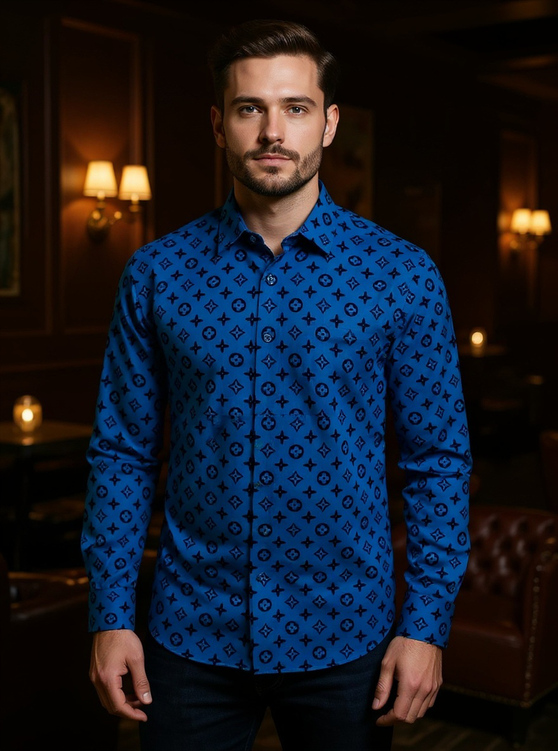 Royal Blue Printed Men&