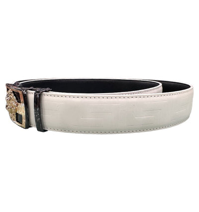 White Men's Leathers Belt Gold Buckle Fashion Design