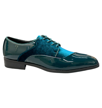 Hunter Green Men's Lace-Up Patent and velvet Dress Shoes