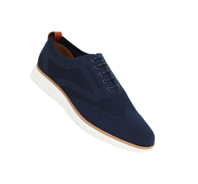 Navy Blue Men's Casual Lace-Up Sneakers Soft Material Shoes