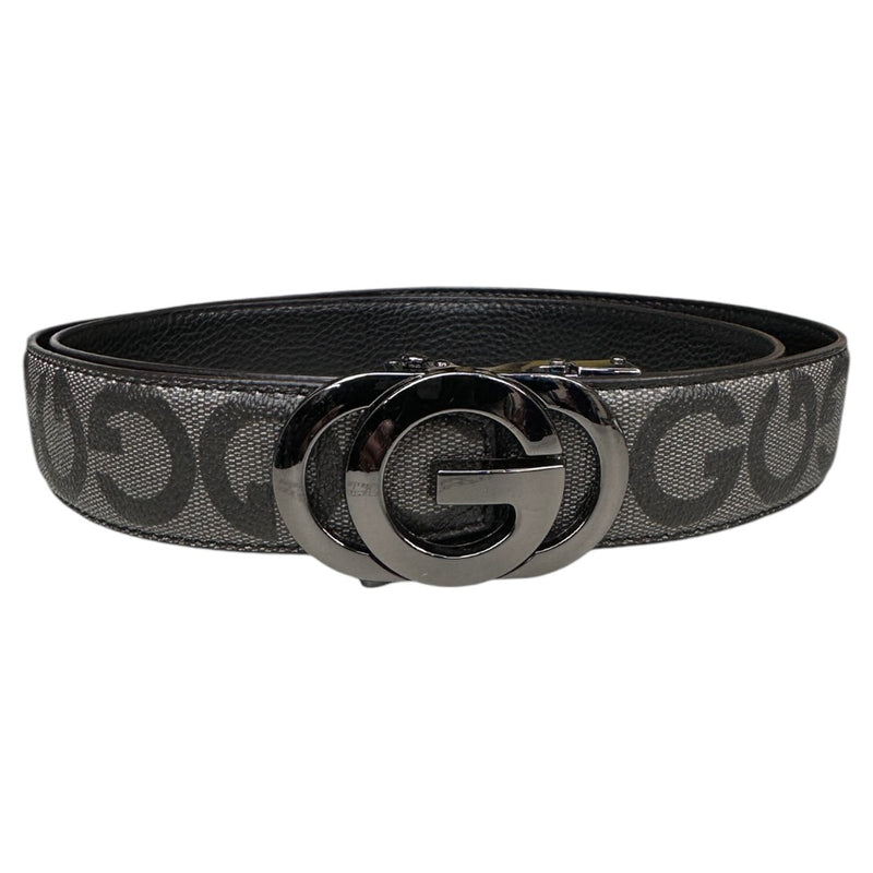 Grey Printed Belt Genuine Leather Black and sliver Buckle