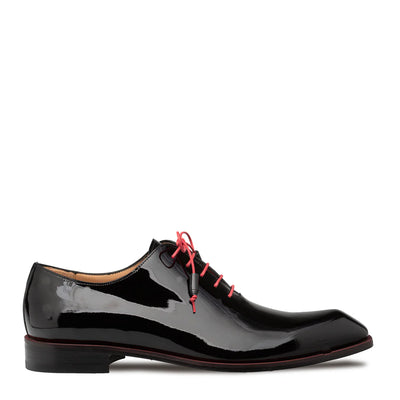 BLACK DIETRO 2 ASYMMETRICAL PATENT LEATHER MEN'S OXFORD SHOES