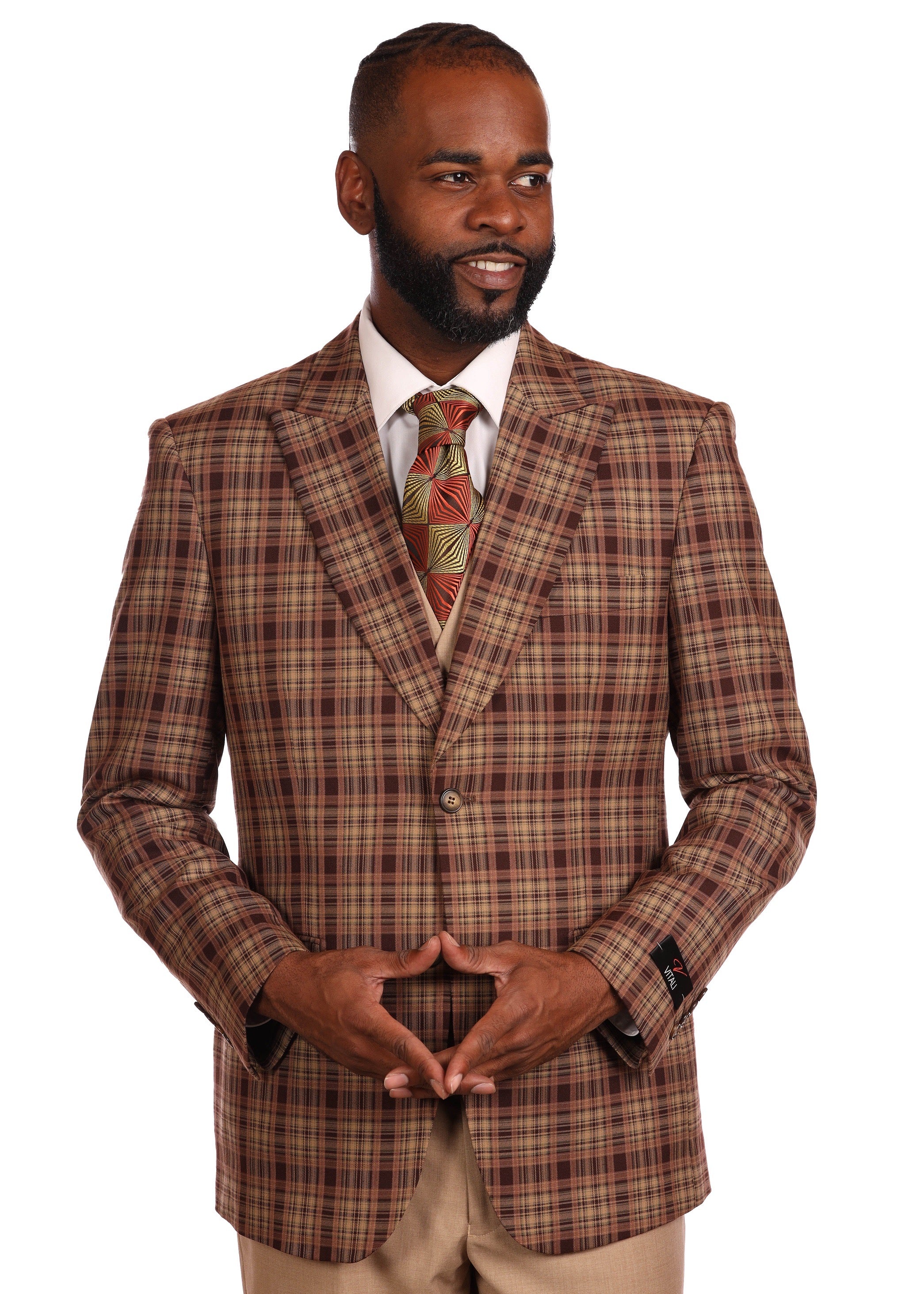 Men's  Peak Lapel Brown Suit