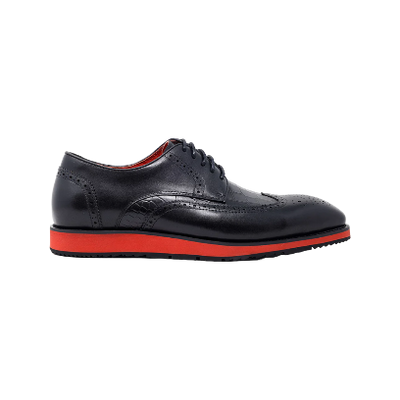 Men's Black Wingtip Lace-Up Casual Leather Shoes Red Soles