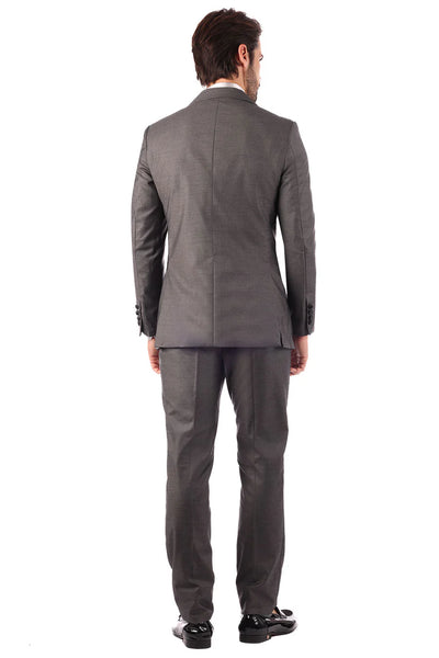 Barabas Men's Grey Tuxedo Suit Black Peak Lapel with Vest Style No: 4SU13