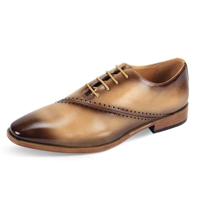 Beige Men's Lace-Up Dress Shoes Plain Toe Formal Oxfords Style No-7028 13