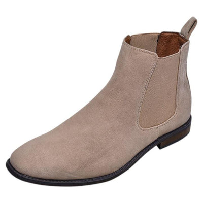 Beige Men’s Suede Slip-On Chelsea Boot Side Elastic STYLE-DEXTER