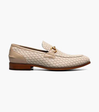 Men's Beige Suede Moc Toe Gold Bit Slip On Stacy Adams Loafer 25711-250