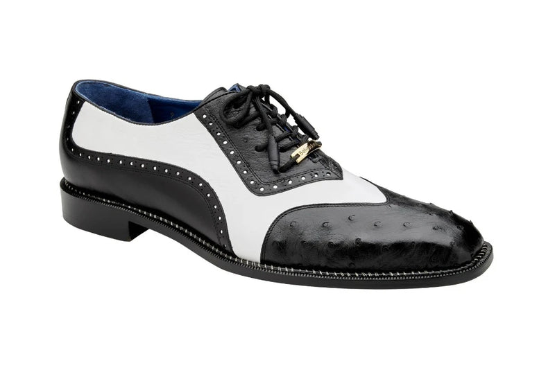 Belvedere Black/White Wingtip Sesto Lace-Up Men&