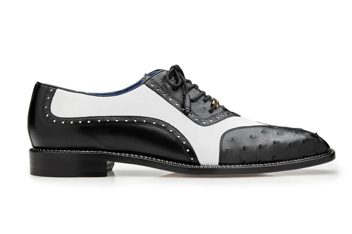 Belvedere Black/White Wingtip Sesto Lace-Up Men&