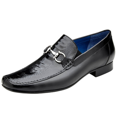 Belvedere Bruno Ostrich & Italian Calfskin Shoes Black Style N0-1026