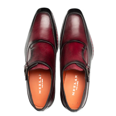 Black-Burgundy Two-Toned Mezlan Men's Monk Strap Artesano Style No: 21261