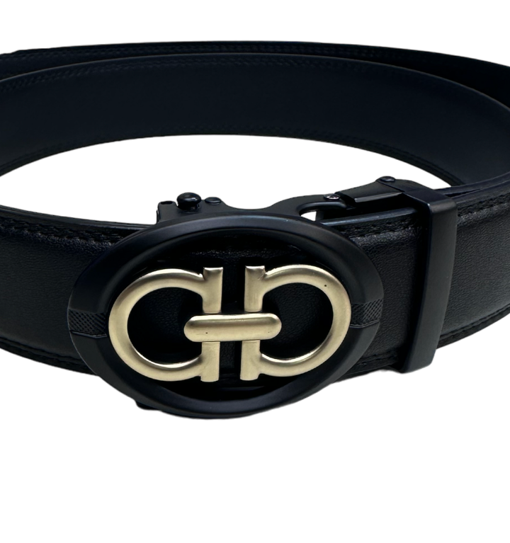 Black Genuine Leather Fancy Design Belt for Men&