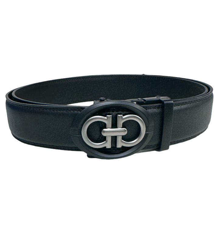Black Genuine Leather Fancy Design Belt for Men&