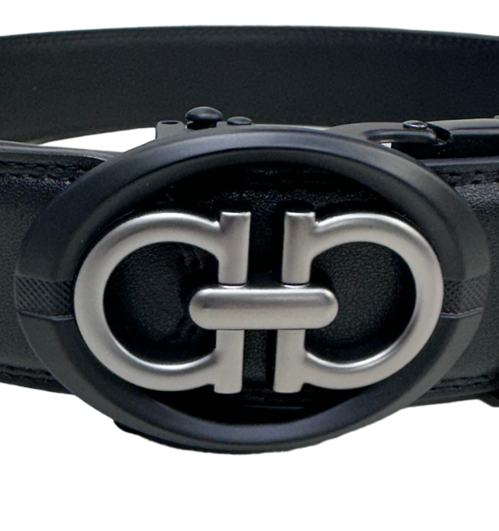 Black Genuine Leather Fancy Design Belt for Men&