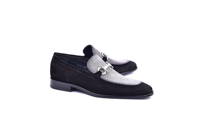 Black/Grey Corrente Men's Dress Casual Shoes Bit Buckle loafer-6376