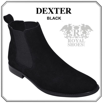 Black Men's Suede Slip-On Chelsea Boot Side Elastic STYLE-DEXTER