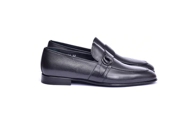 Black Men's Dress Shoes Side Buckle Loafer Style No : C00102-6628 By Corrente