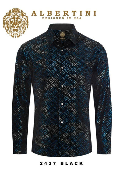 Black Men's Graphic Shirt Button Down Paisley Dress Shirts Long Sleeve Regular-Fit Style No: 2437 - DESIGN MENSWEAR