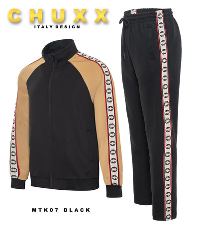 Black Men's Jogging Set Jacket and Pants Fancy Design Style No: MTK07